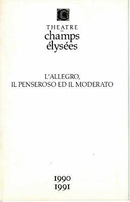 Program for "L'Allegro, il Penseroso ed il Moderato," Théâtre Royal de la Monnaie (Paris, France) - May 21-25, 1991