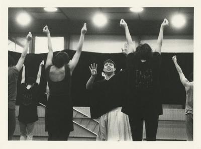 Peter Wing Healey and Monnaie Dance Group/Mark Morris rehearsing "The Hard Nut" at Rue Bara Studios, 1990