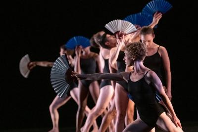 Lauren Grant (foreground) and the Dance Group in "Prelude and Prelude," 2019