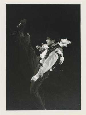 Keith Sabado, Jon Mensinger, and Guillermo Resto in the premiere performance run of "Going Away Party," 1990