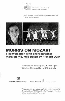 Program for "Morris on Mozart" (Boston, MA) - January 27, 2010