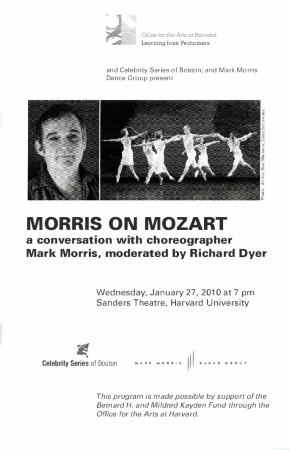 Program for "Morris on Mozart" (Boston, MA) - January 27, 2010