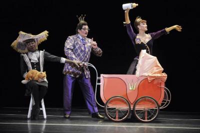 Kraig Patterson (as the Nurse), Mark Morris (as the King), and John Heginbotham (as the Queen) in "The Hard Nut," 2010