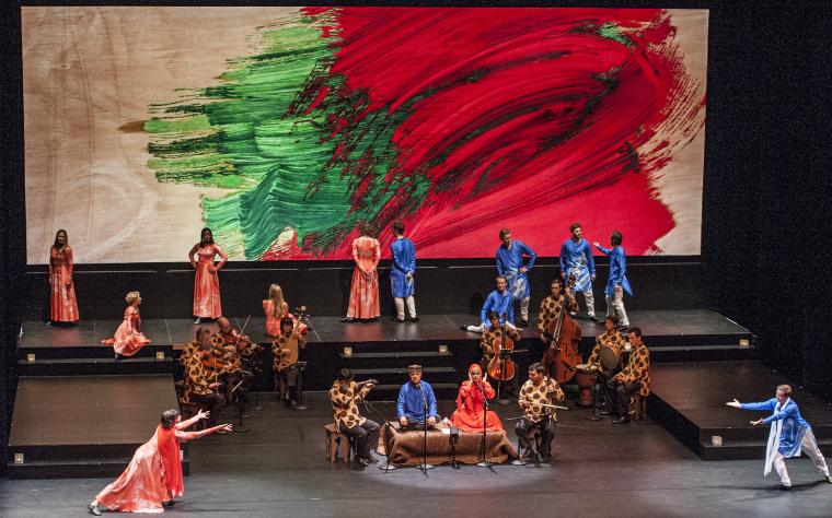 The Dance Group with mugham vocalists Alim Qasimov and Fargana Qasimova, and members of The Silk Road Ensemble, in "Layla and Majnun," 2016