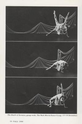 "The Death of Socrates" in an excerpt from Tom Brazil's photo essay for Ballet Review, Fall 1984