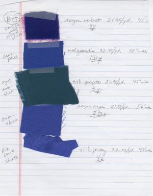 Fabric swatches for "Rock of Ages," 2004