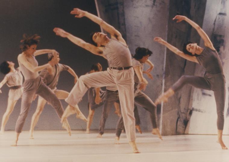 Keith Sabado, Teri Weksler, and the company in "Gloria" on the set of "Great Performances," 1986