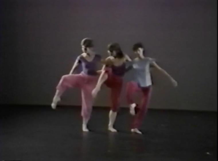 Screenshot from the performance video of Dance Theater Workshop presents: The Fall Events, December 11, 1983