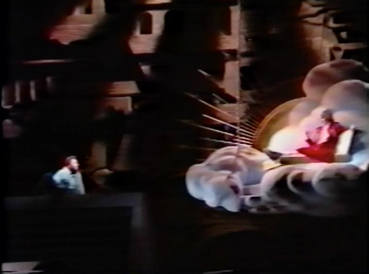 Screenshot from the performance video at the Seattle Opera, January 16, 1988