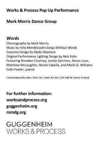 Program for “Words,” Guggenheim Museum - April 16, 2021
