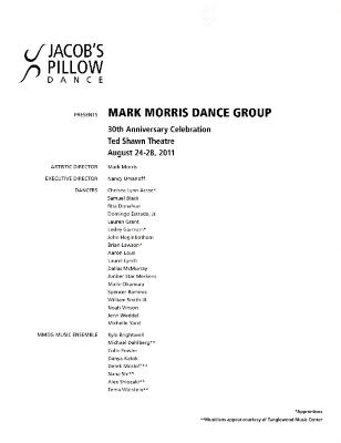 Program for Jacob's Pillow Dance Festival - August 24-27, 2011