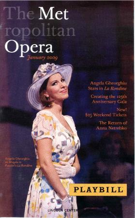 Program for "Orfeo ed Euridice," The Metropolitan Opera (New York, NY) - January 9-31, 2009