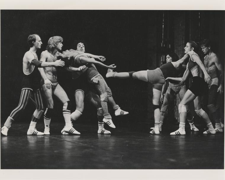 The company in the premiere performance run of "Championship Wrestling after Roland Barthes," 1984