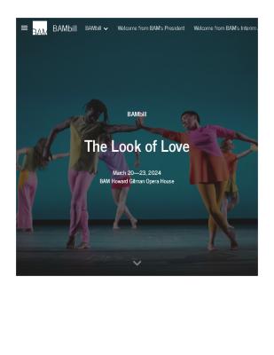 Program for "The Look of Love," Brooklyn Academy of Music - March 20-23, 2024