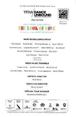 Program for "The Look of Love," TITAS/Dance Unbound - November 23, 2024