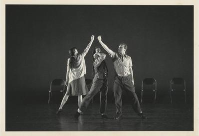 Mireille Radwan Dana, Guillermo Resto, and Mark Morris in "The Office," 1995