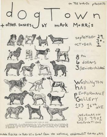 Flyer for "Dogtown and Other Dances" at On the Boards (Seattle, WA) - September 29 - October 1, 1983