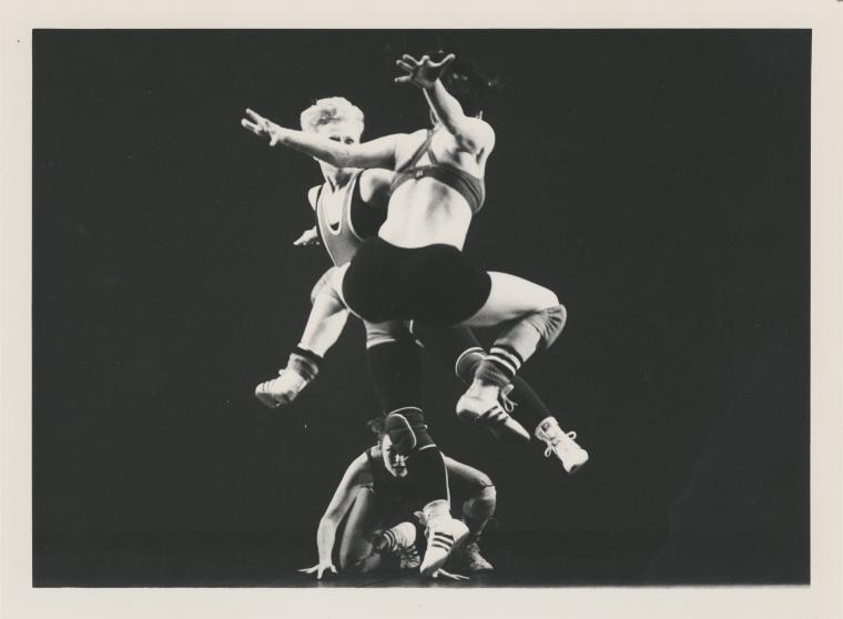 Clarice Marshall and Susan Hadley in "Championship Wrestling after Roland Barthes" from "Mythologies," 1989