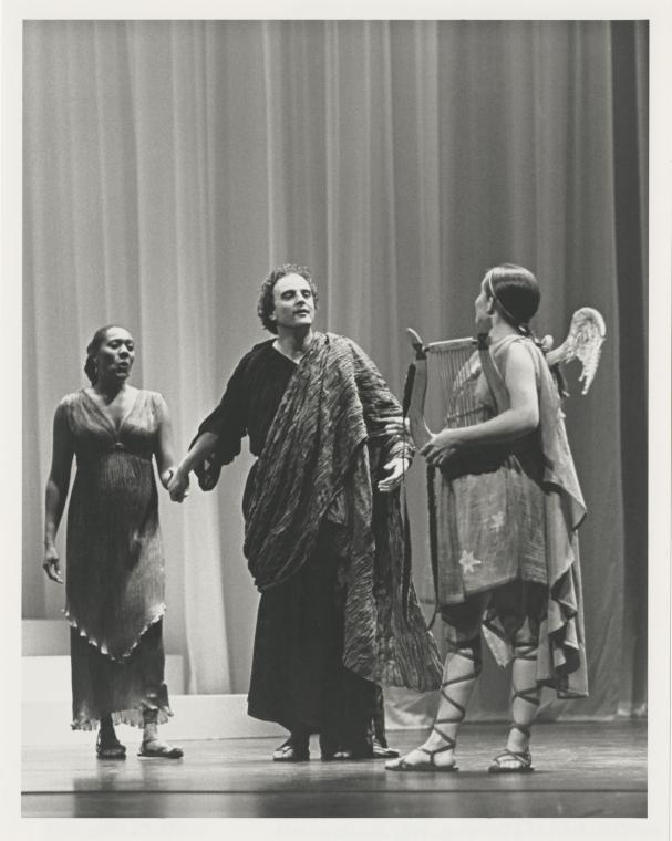 Dana Hanchard, Michael Chance, and Christine Brandes in "Orfeo ed Euridice," 1996