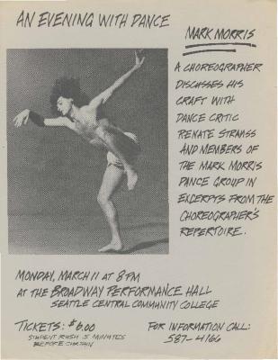 Flyer for An Evening with Dance: Mark Morris (Seattle, WA) - March 11, 1985